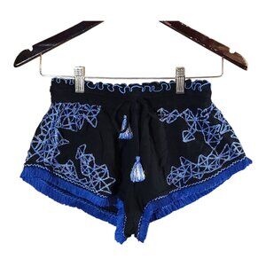 Poupette St Barth Embroidered Aba Boxer Shorts Resortwear Bohemian Women's S